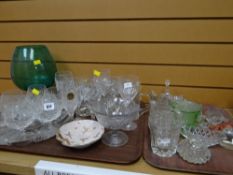 Two trays of various glassware including drinking glasses, jugs etc