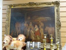 Framed oil on canvas of the nativity scene, signed LAYNCH