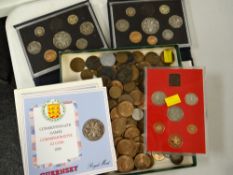 A collection of loose pre-decimal coinage together with some cased early decimal coins