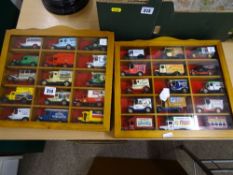 Two case collection of thirty vintage style diecast vehicles