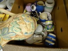 Box of mixed porcelain including good sized jug, T G Green sugar pot etc