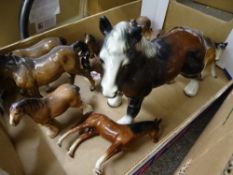 Box of Beswick horses, Sylvac horses etc