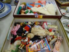Two boxes of tourist and other dolls