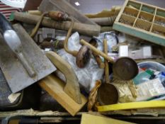 Box of miscellaneous vintage hand tools, screw fixings etc