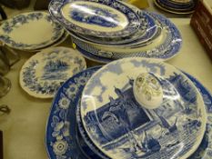 Good blue and white meat platters and other blue and white dinnerware