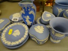 Collection of Wedgwood and other Jasperware trinket boxes and pin trays etc
