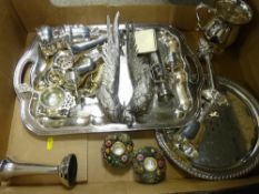 Box of EP ware including pheasant table ornaments