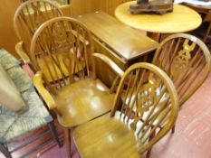 Twin flap gate leg dining table and four wheelback dining chairs