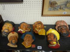 Collection of vintage Bossons decorative wall heads, some with original tags