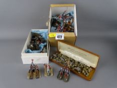 Quantity of painted metal miniature military figurines and vehicles