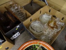 Two boxes of mixed glass vases and other glassware etc