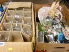 Two boxes of mixed glassware, porcelain etc