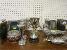 Quantity of EP ware including pheasant table ornaments