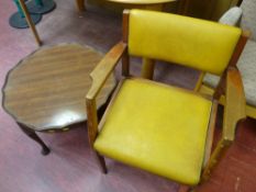 Small pie crust occasional table and a rexine seat elbow chair