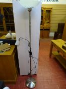 Silver metal finished standard lamp with reading light E/T