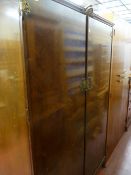 Polished dark wood two door wardrobe