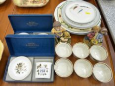 Three boxed Royal Worcester pin dish sets, six French ramekins, small quantity of Denby Wheatsheaf