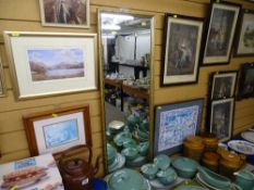 Gilt framed wall mirror and a 1989 Eisteddfod print