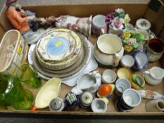 Box of vintage ornamental crockery including crested china ware etc