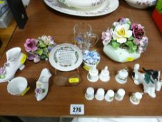 Collection of floral ornaments, small quantity of thimbles etc