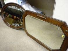 Vintage oak framed wall mirror and one other
