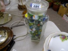 Jar of vintage marbles