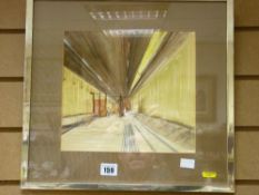 Mixed media study - possibly Conwy Tunnel under construction, indistinctly signed
