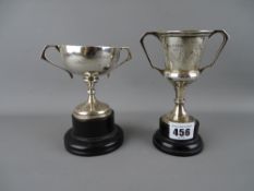 Two hallmarked silver trophies on stands