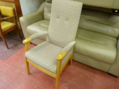 Light wood and fawn wipe-clean easy chair