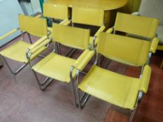 Set of six chrome framed and leather director's chairs