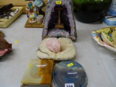 Collection of quartz and other mineral ornaments