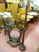 Mahogany oval toilet mirror with lift-up compartment and standard lamp