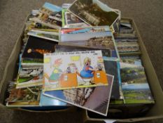 Two boxes of vintage postcards