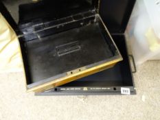 Two deed boxes, one with Chubb & Sons label