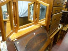 Parcel of pine furniture - six drawer dressing table with triple mirror and six drawer chest