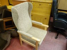 Tan wingback easy chair