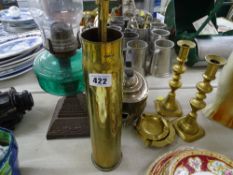 Iron based oil lamp, electroplate teapot, brassware etc