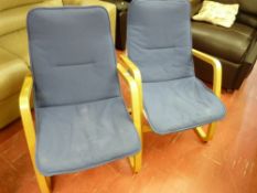 Pair of IKEA bentwood easy chairs with canvas upholstery