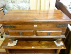 Compact rustic wooden two drawer coffee table/storage box