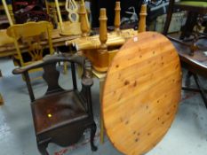Circular pine kitchen table, small pine side table, vintage Formica drop leaf kitchen table, commode