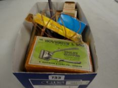 A parcel of various collectables including compass, thermometers, cigarette cards, letter opener