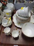 A vintage Royal Stafford broom patterned part-teaset together with small parcel of gilt-handled &