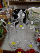 Cut glass decanters & jugs etc