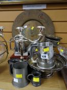 Parcel of various EPNS & pewter tankards