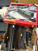 A parcel of OO gauge rail track together with a boxed OO operating turntable set