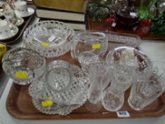 A tray of various cut glass bowls, trays etc