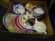 Box of various china including teaware, plates