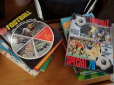 A parcel of vintage football annuals from the 70s, 'Shoot' etc