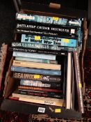 Box of mainly hardback books, relating to naval battles etc