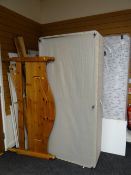 A pine double bed frame & mattress together with a single mattress & divan base with white painted